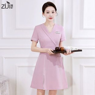 2025美容师工作服连衣裙夏装技师足疗气质短袖美容院工作服女高端