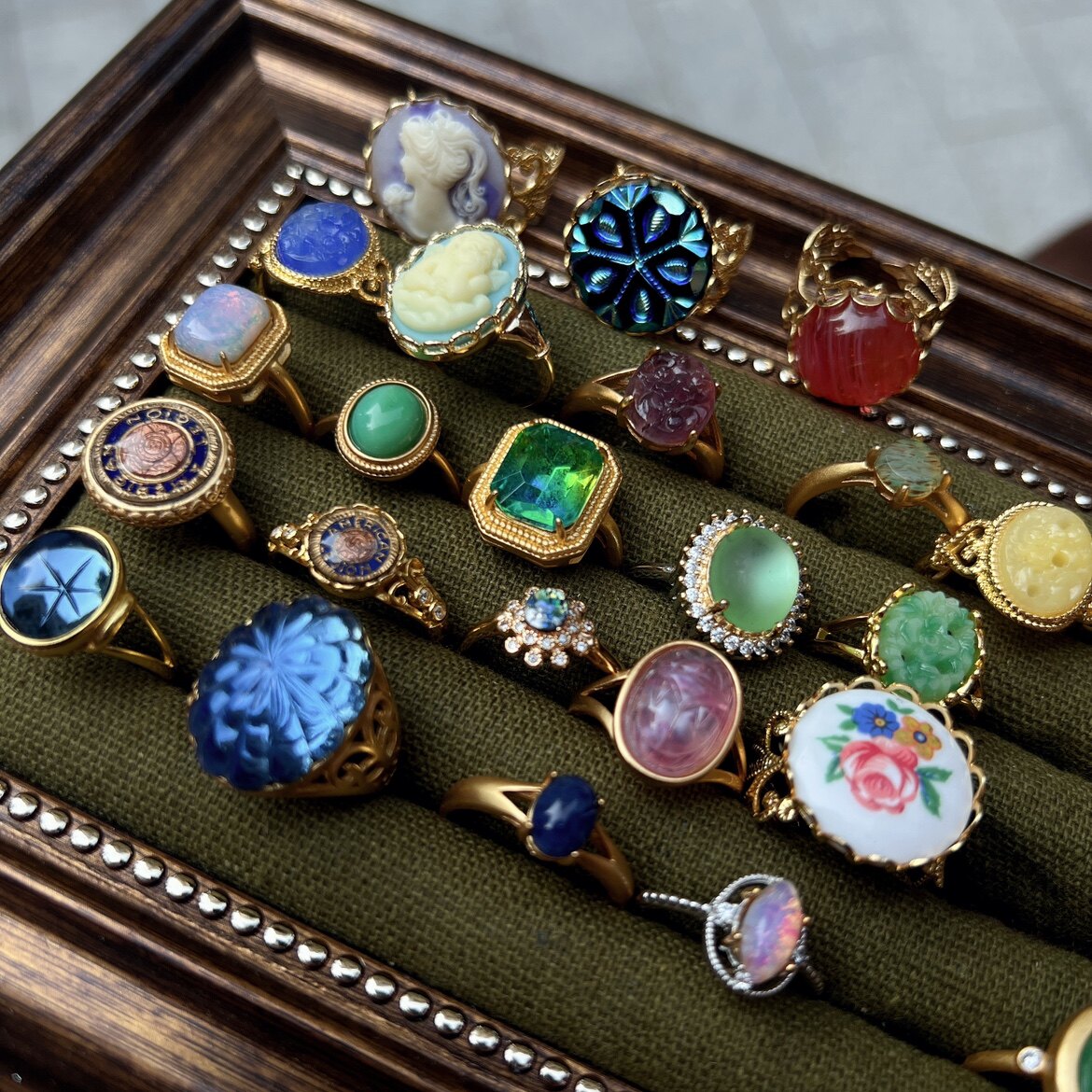 BEIMA自制古董琉璃复古戒指