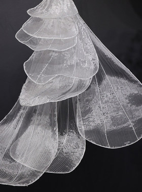 装饰巨型花瓣褶皱白色橱窗珠光欧根花艺手工背景网花纱婚礼纱花纱