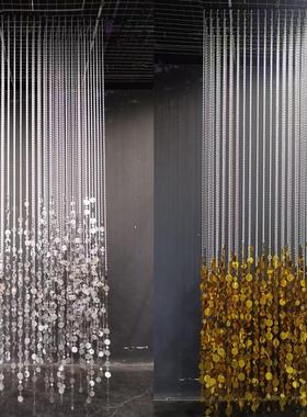 色亮片酒店水晶金银珠帘新款宴会厅圆片婚庆布置挂件亚克力背景