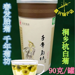 老菊翁菊花花茶桐乡杭白菊茶 桐乡春发菊业千年菊坊胎菊王90克罐装