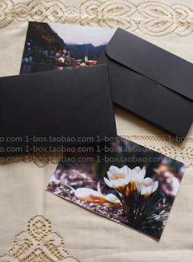 现货厂家直销牛卡盒牛皮纸盒回忆相册明信片包装盒明信片封套黑色