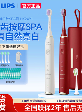 飞利浦电动牙刷HX2491/2481充电式声波震动牙刷按摩SPA全自动情侣