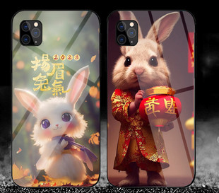 可爱兔子手机壳适用苹果15promaxiPhone14超萌13女款 12新年11动漫8p软壳
