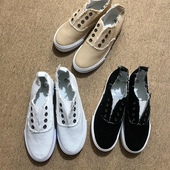 小白鞋 非主流街头痞帅帆布鞋 外贸一脚蹬软底休闲出口套脚懒人布鞋