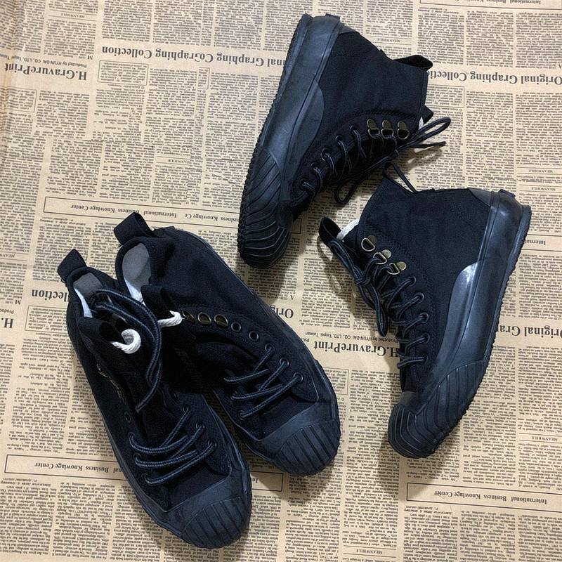 日本单冈山帆布鞋黑色34码女款35码粗格调工装户外外贸出口休闲鞋