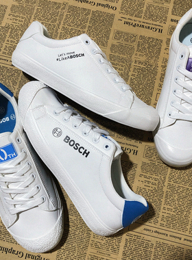 国潮皮面板鞋男女出口合作款小白鞋情侣款休闲软底司机鞋低帮白色