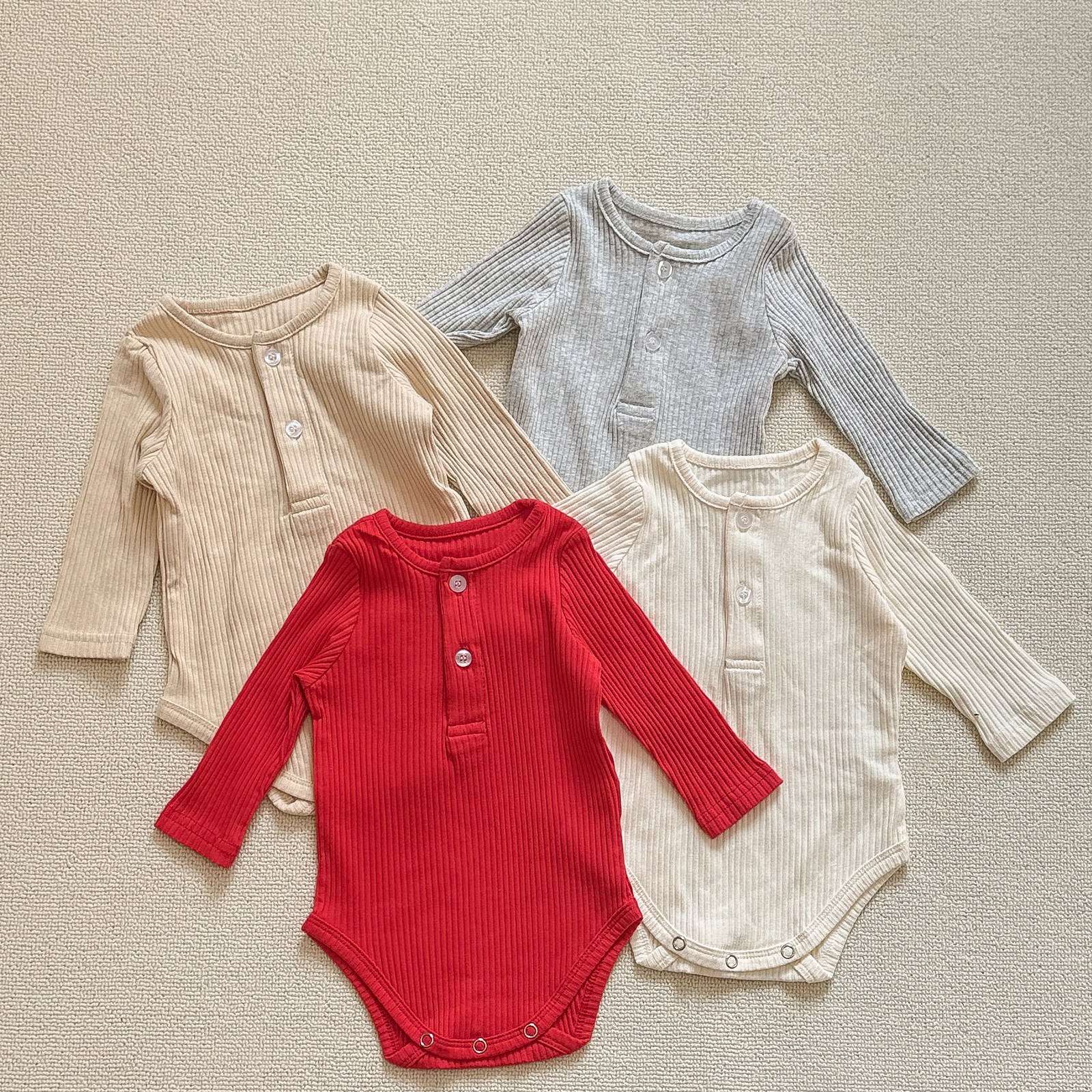 婴儿衣服春装新生儿男女宝宝连体衣简约包屁衣哈衣春秋季纯色爬服