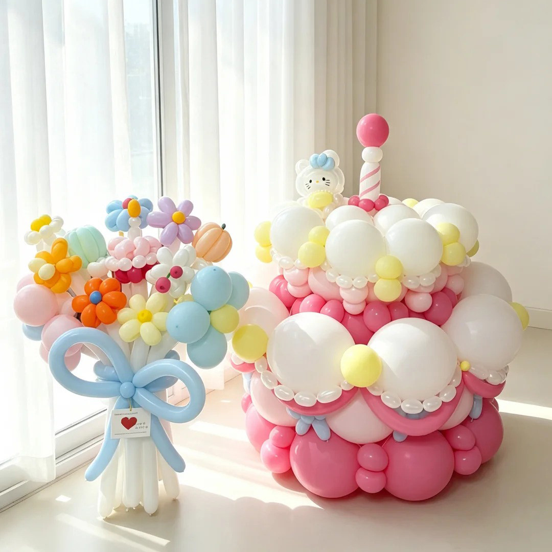 彩色气球蛋糕花束DIY生日套装