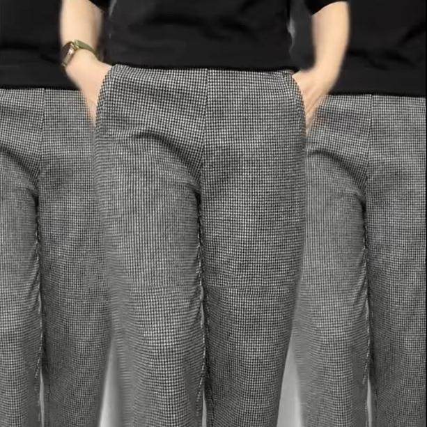 百搭休闲裤女2025年春秋新款高腰弹力裤千鸟格哈伦裤九分小脚裤,女装/女士精品,中老年女装,淘宝优惠券,粉丝福利购,淘宝优惠卷
