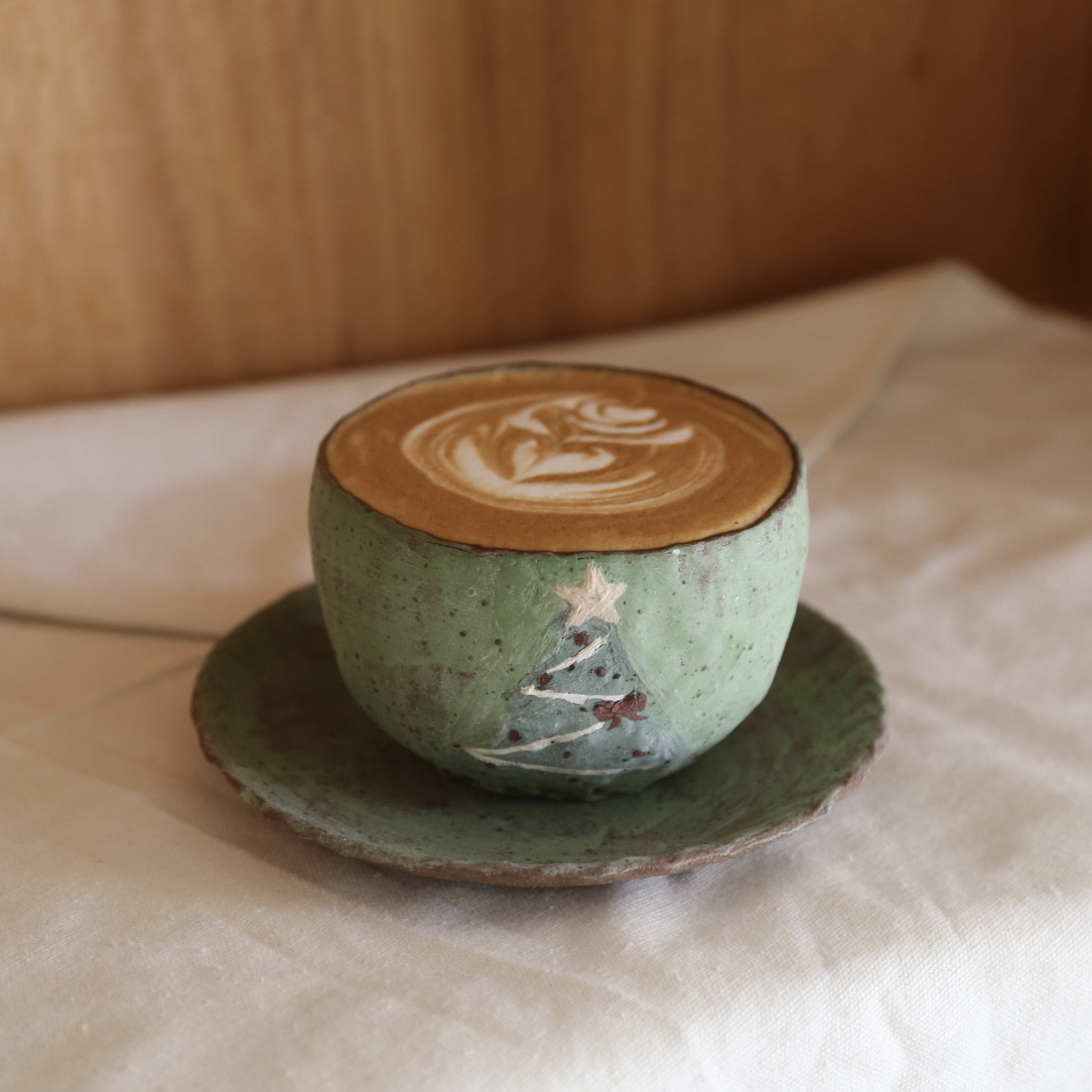 芽器原创】日式复古粗陶手捏咖啡杯拉花杯手握杯蛋杯圣诞侘寂风