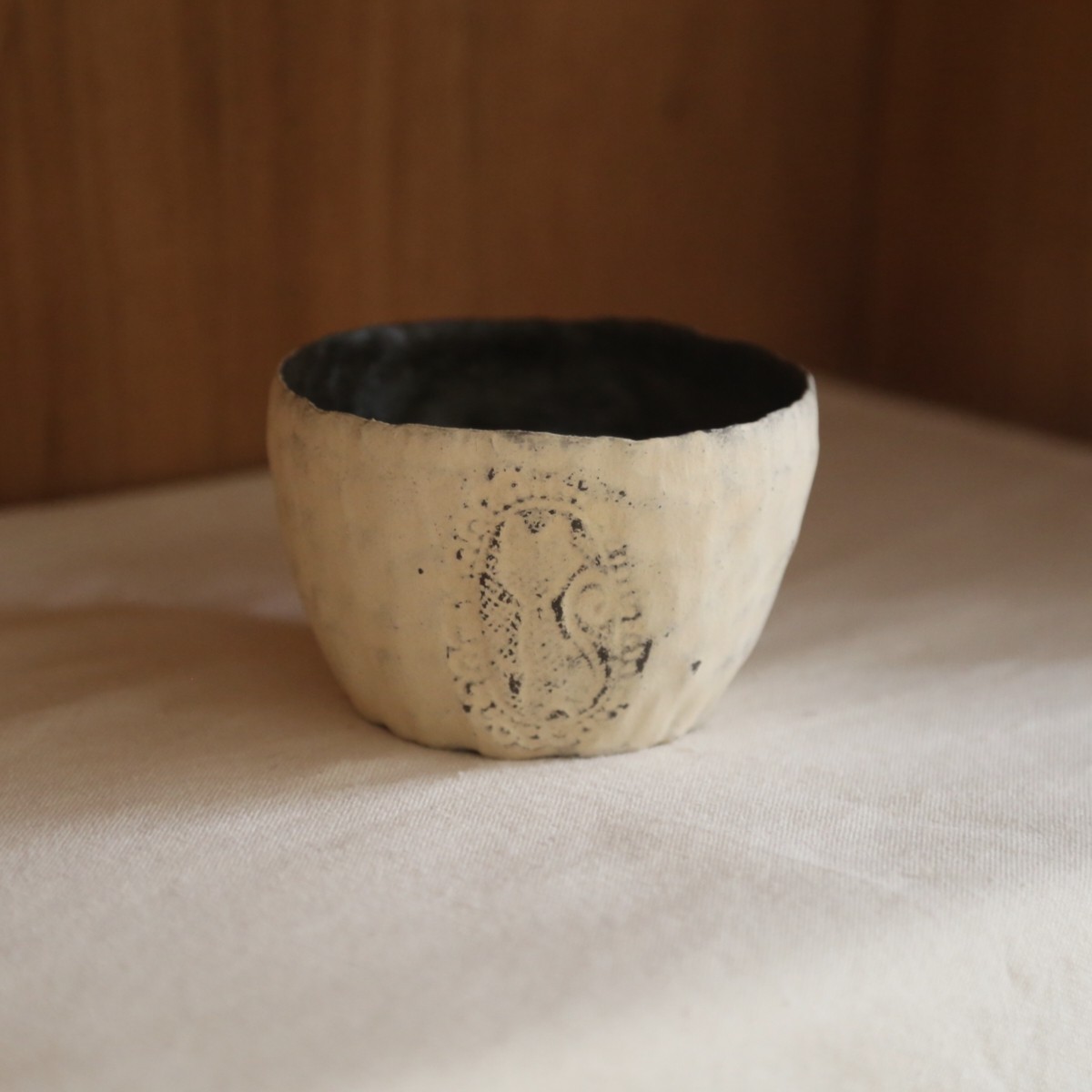 芽器手作】日式复古粗陶粉引手捏咖啡杯手握蛋杯拉花拿铁杯侘寂风