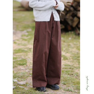 秋宽松直筒裤 花吉L054乌梅紫高腰复古廓形感直筒休闲裤 女2025新款