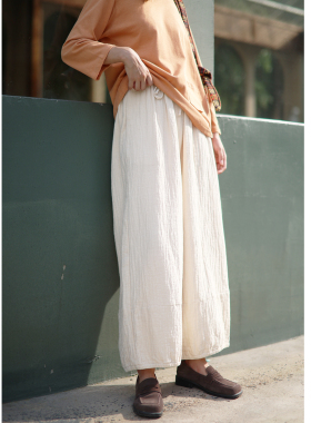 花吉L038杏色日系抽绳松紧腰九分宽松休闲裤女2026新款秋九分裤