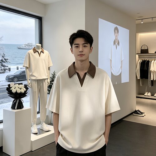 1118POLO衫短袖男士翻领2026夏季百搭拼色休闲半袖百搭假两件上衣