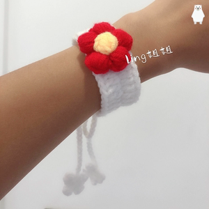 小红花手环易烊千玺diy毛线发圈送你一朵小红花易烊千玺同款小红