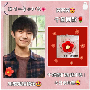 小红花手环易烊千玺diy毛线发圈送你一朵小红花 易烊千玺同款小红