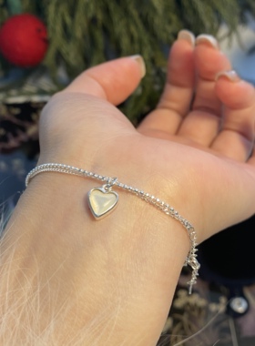 【99元2件】Siaon 原创小众设计S925双条爱心贝母纯银手链手饰