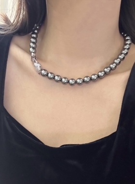 【99元3件】Siaon 豹头镶钻施家珍珠项链大溪地轻奢高级感锁骨链