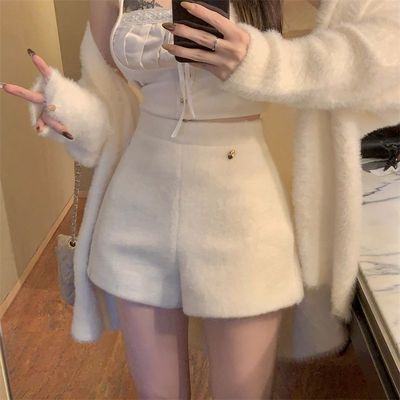 外穿高腰显瘦毛呢短裤休闲裤