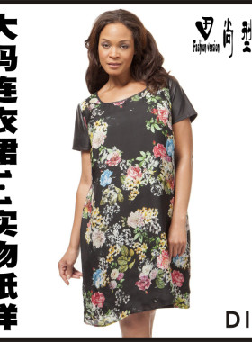 女装丰满短袖胖美眉特大码加大号纸样连衣裙1：1实物剪裁图BTD-2