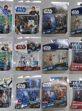 老货盒损Star Wars星球大战克隆人战争合集2人组3.75寸可动人偶