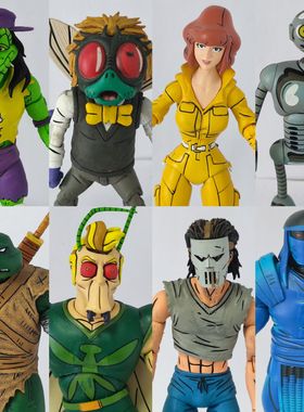 正版NECA忍者神龟昆虫人女记者苍蝇人脚兵凯西有漆面瑕疵7寸人偶