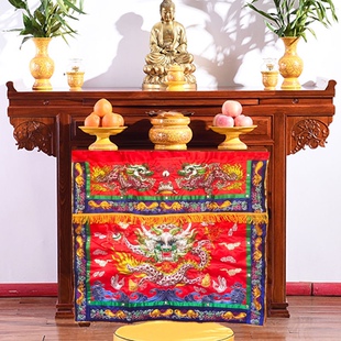 好财气民俗馆台版龙头供桌围手工凸绣围布拜天公桌裙刺绣龙凤彩绘