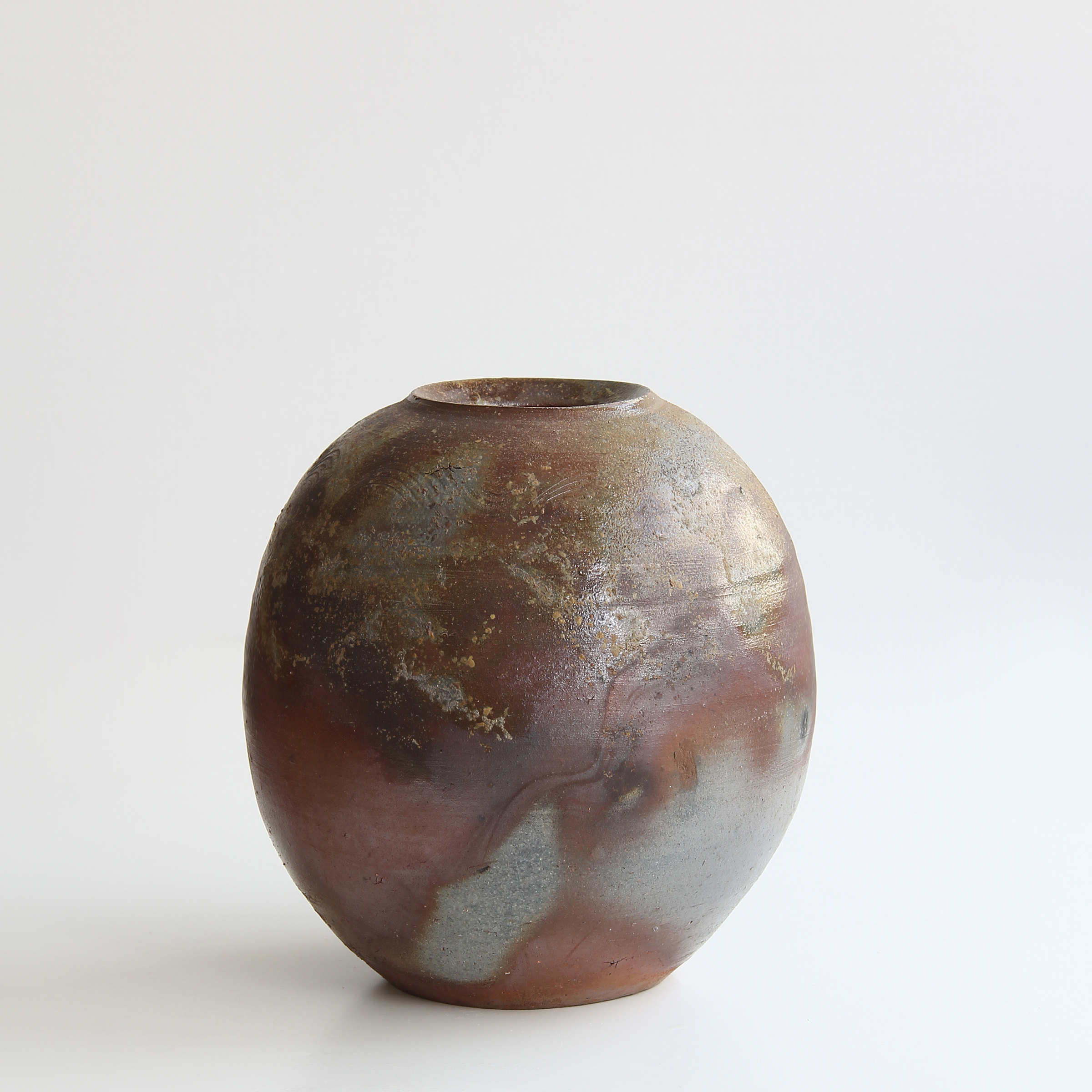 日本備前名家手作柴烧自然釉粗陶水罐花器侘寂风空间装饰花瓶摆件