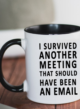 I survived another meeting 办公室 陶瓷马克杯咖啡杯喝水杯子