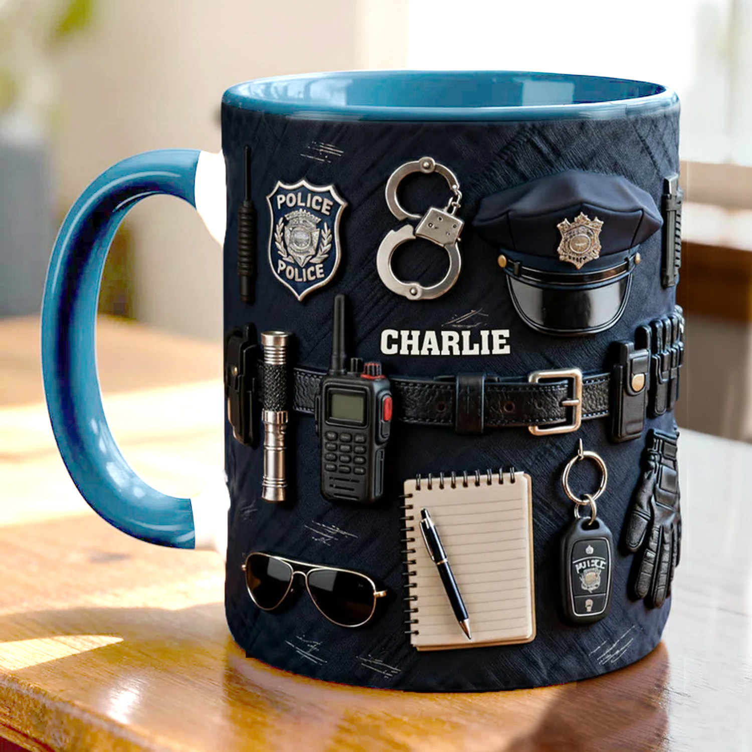 定制警察节礼物陶瓷马克杯 送男友生日礼物水杯 老公办公室茶杯