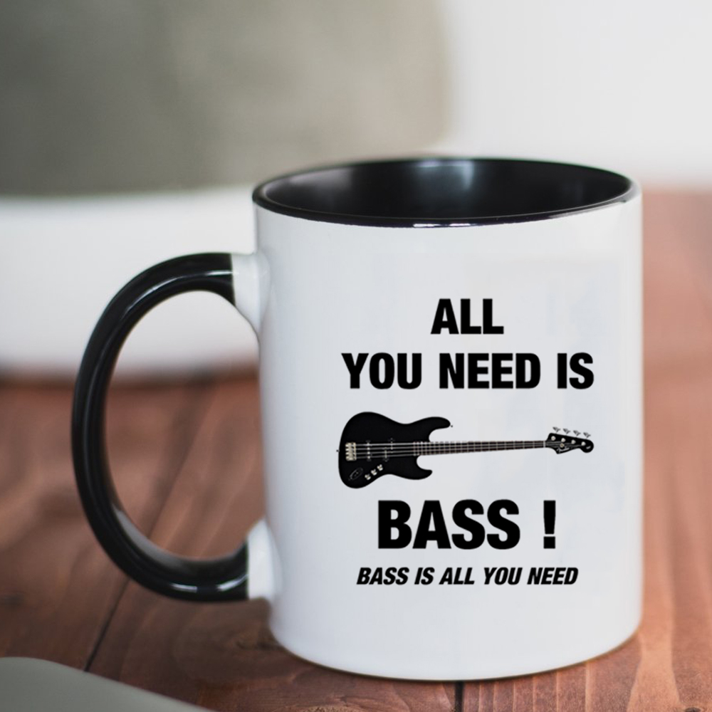 Bass is all you need贝司图案陶瓷马克杯 乐队贝司喝水