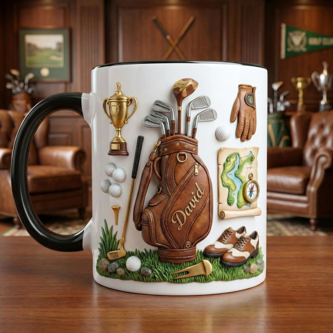 高尔夫球主题陶瓷马克杯 定制茶杯高尔夫球爱好者礼物水杯