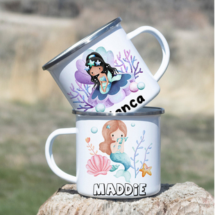 公主 儿童搪瓷马克杯 女孩 订制名字幼儿园喝水杯