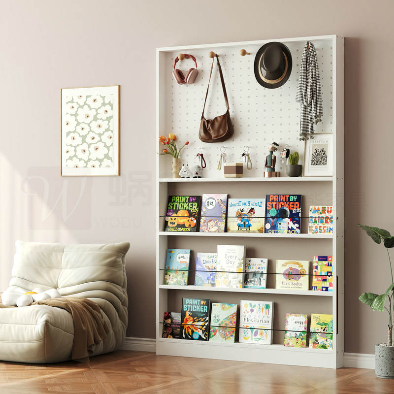 蜗度简约超薄实木洞洞板置物书架