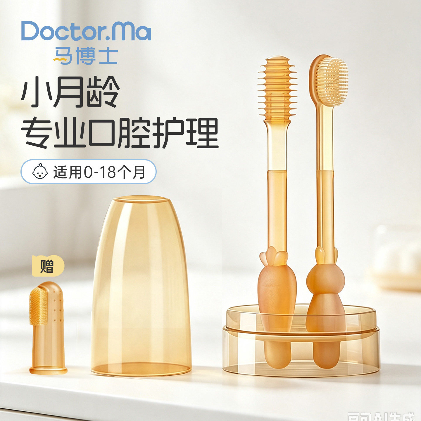 马博士婴儿牙刷0-1岁口腔清洁器宝宝舌苔刷舌头清洁新生儿乳牙刷