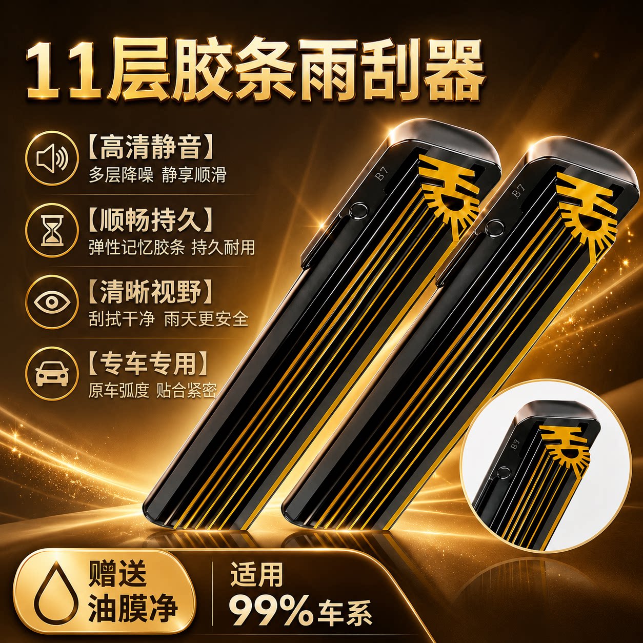 【全新升级】11层胶条雨刮器										