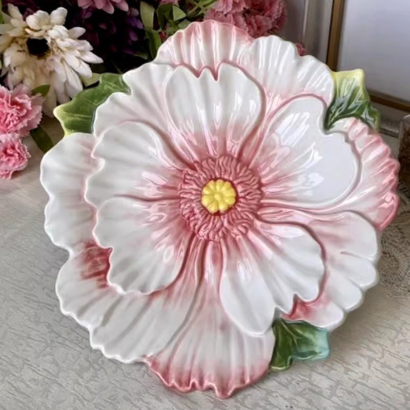 出口美国釉下彩春天花园陶瓷水果盘点心盘沙拉盘餐盘干果盘菜盘