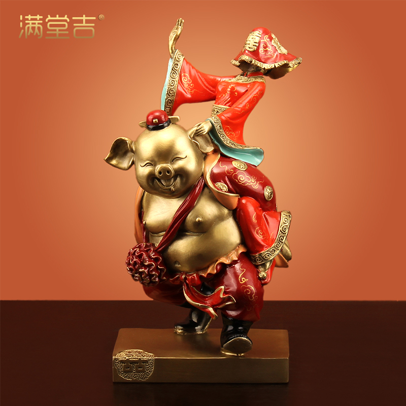 《八戒娶亲》创意中式结婚礼物猪八戒背媳妇婚庆送新人礼物铜摆件