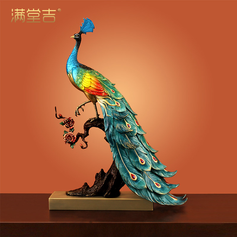 《富贵荣华》全铜孔雀摆件新中式客厅玄关酒柜装饰品新家乔迁礼物,家居饰品,装饰摆件,淘宝优惠券,粉丝福利购,淘宝优惠卷