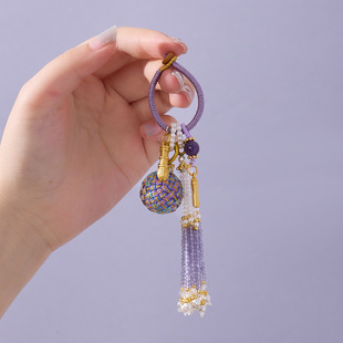 厦门南普陀 有球必应钥匙扣琉璃流苏编织包挂紫气东来高级感挂饰