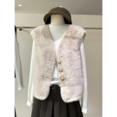 名媛小香风环保皮草马甲外套皮毛一体冬季 保暖舒适精致贵气上衣女