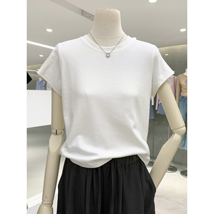 敲高回购率！极简风纯色基础款圆领短袖T恤舒适百搭正肩短款上衣