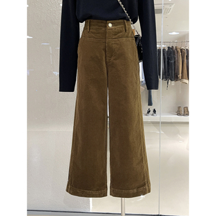 九分裤 Q263 复古灯芯绒高腰宽松直筒休闲裤 清仓捡漏不TUI不换