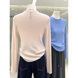 入秋刚需布扣设计简约风长袖针织衫单穿内搭舒适显瘦上衣秋季穿搭