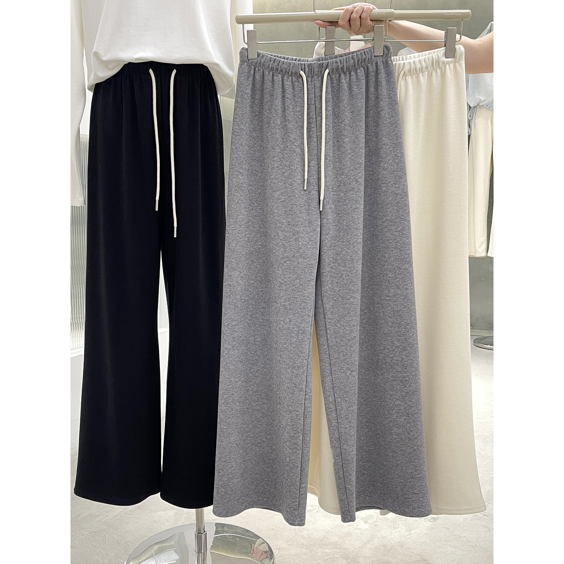 入秋wan能百搭宽松直筒糯米裤女