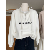 新品 运动风糯米绒半拉链设计套头卫衣女2025新款 刺绣工艺百搭上衣