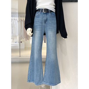 配腰带 超火巨好看牛仔裤 重磅推出 流星雨细闪钻弹力不拖地喇叭裤