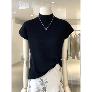 显瘦上衣 针织背心百搭纯色修身 韩漫身材 女神气质半高领坎肩无袖