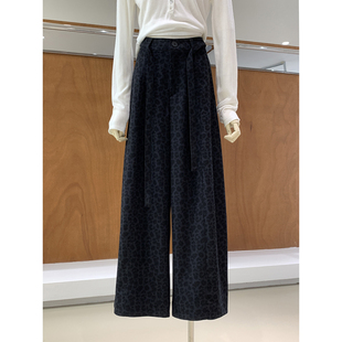 配腰带 街头风弯刀裤 复古甜酷豹纹高腰阔腿休闲裤 2026今年流行爆款